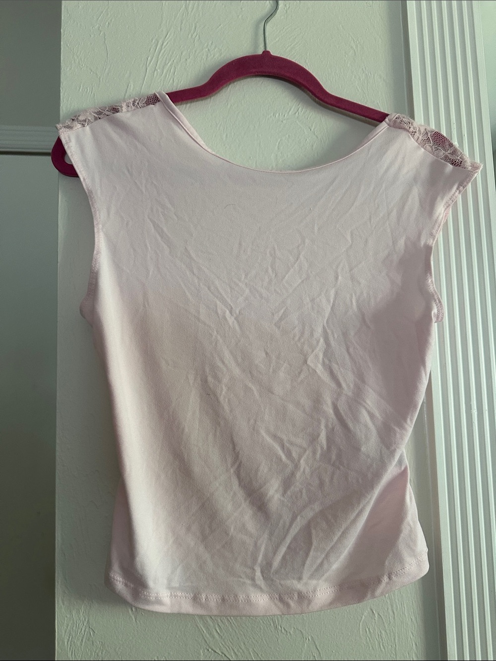 SHEIN Pale Pink Lace-Trim Tank Top